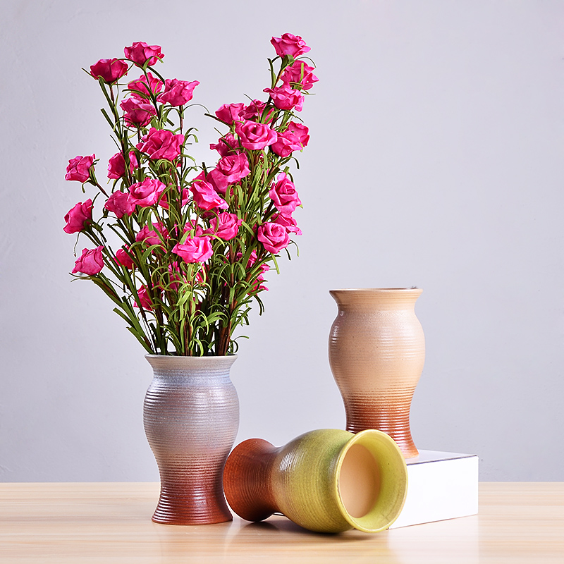 Ceramic small fresh vase Modern simple fake flower simulation dry flower vase Living room dining table Home decoration ornaments