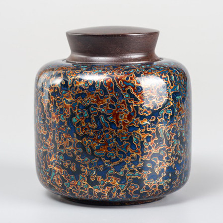 Large Lacquer Tea Caddy Tea Ceremony Porcelain Body Intangible Cultural Heritage Hand-made One Object One Shot Cross-border Rhino Skin Lacquerware