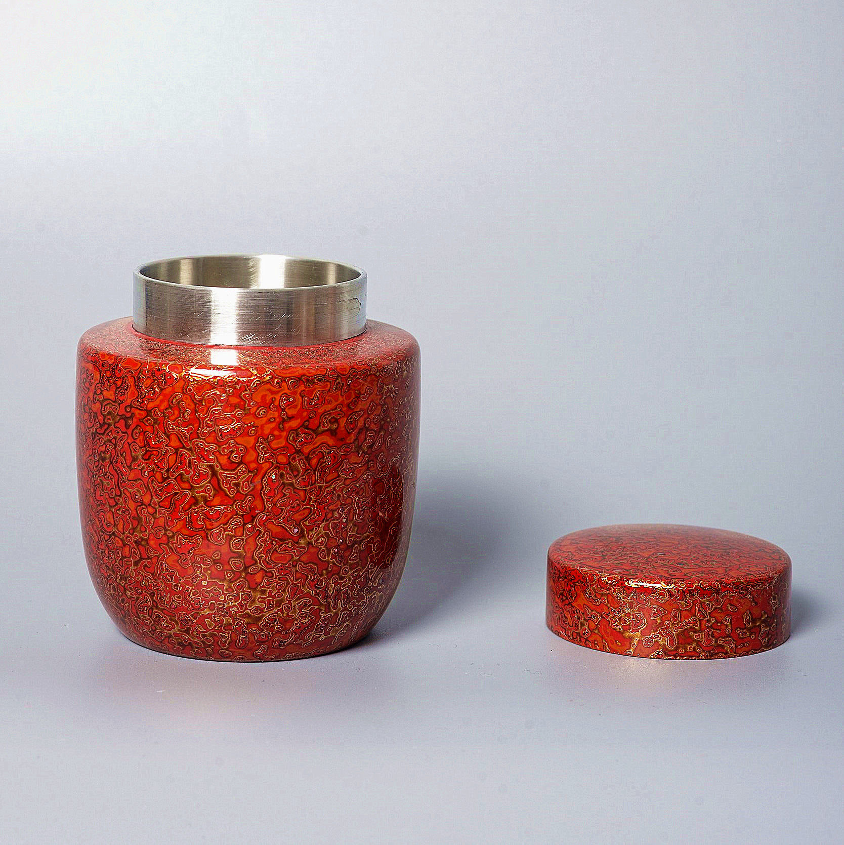 Tin tire large lacquer tea cans Rhino leather lacquer Chinese intangible cultural heritage tin can sealed metal