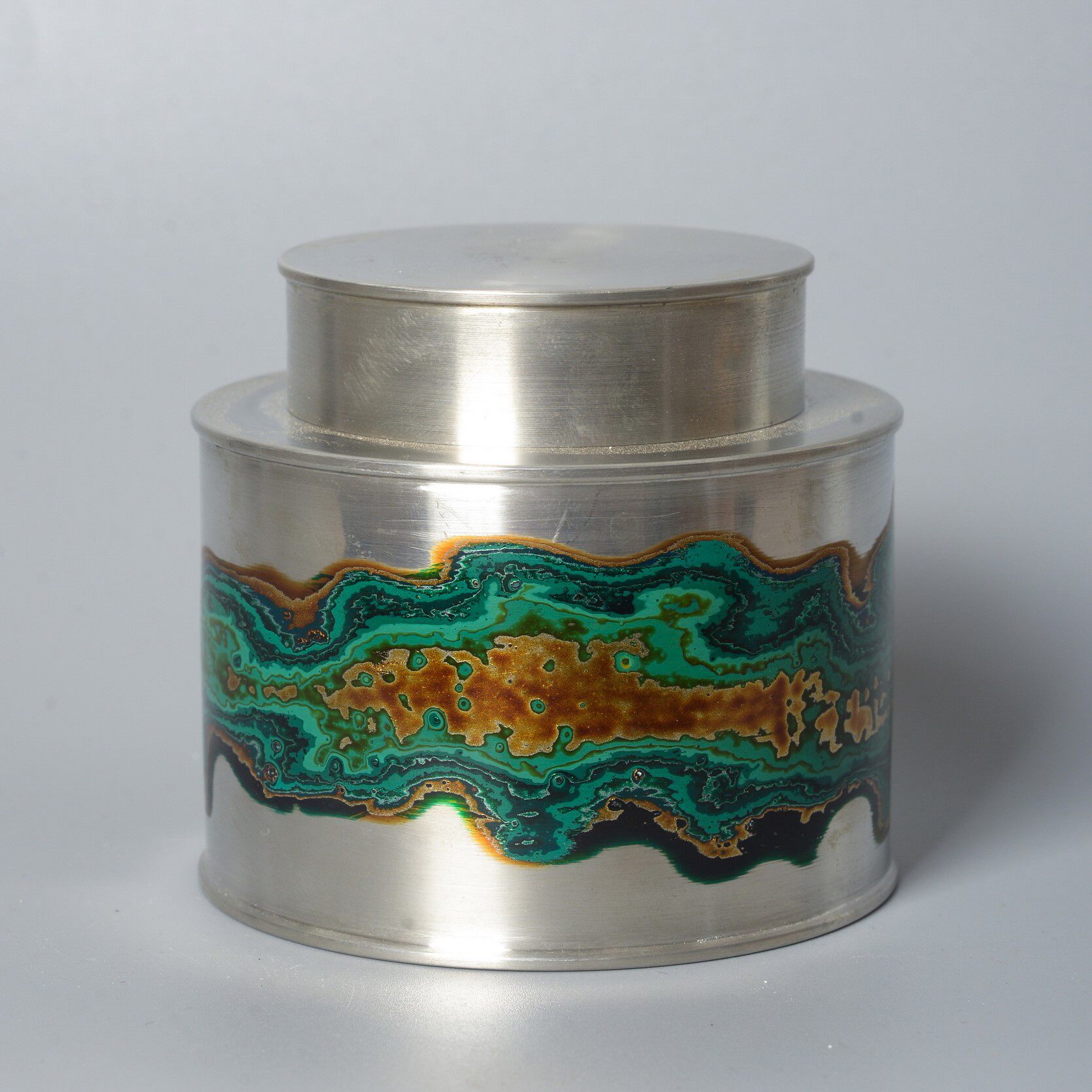 Large lacquer pure tin cans, tea cans, Chinese-style metal non-legacy lacquerware, rhino leather lacquer, handmade tinware