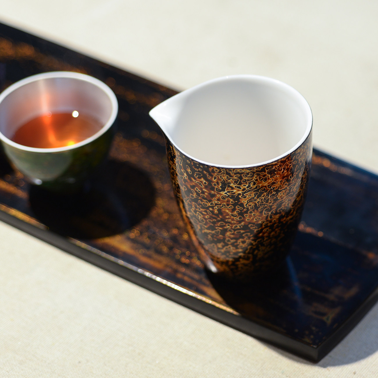 Large Lacquer Porcelain Cup, Fair Cup, Tea Cup, Tea Ceremony, Hospitality, Intangible Cultural Heritage, Rhino Leather Lacquerware, Cross-border Aesthetics