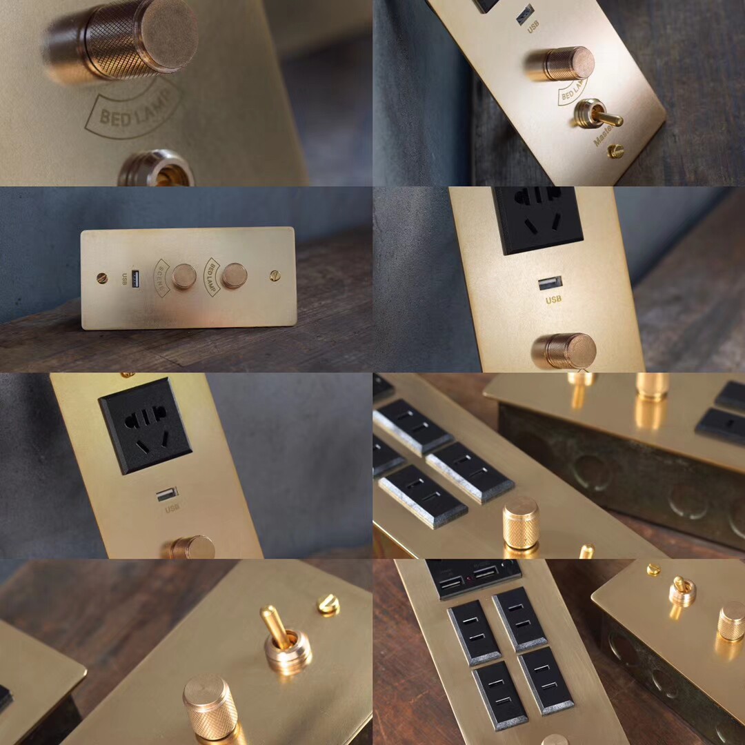 Talking Temple Groceries-Single Custom Non-Label Antique Metal Switch Socket panel Diy Minjuku Hotel Engineering