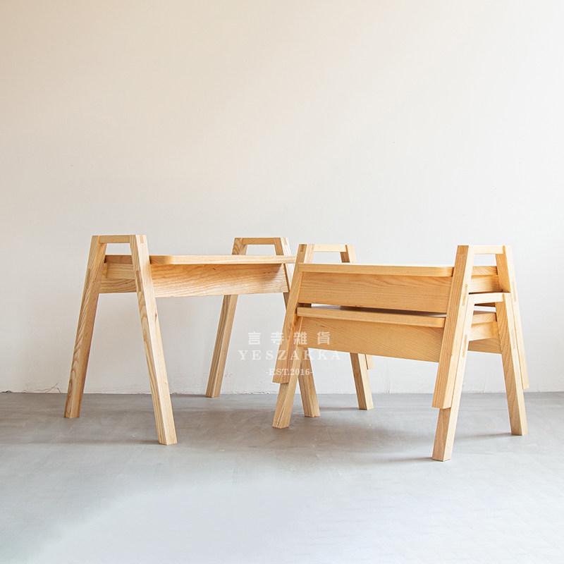 Yan Temple Hand-made solid wood stacking chair Stackable solid wood dining chair Nordic leisure chair Japanese-style homestay chair