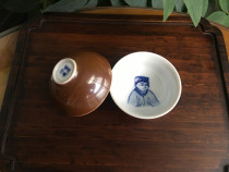 Antique porcelain Ruoshen collection outside Purple Gold sauce glaze inside hand-painted blue and white figures Puer Tea Cup Cup Cup Tea Cup