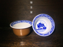 Jingdezhen Ruoshen treasures outside the monochrome purple gold glaze inside the hand-painted blue and white landscape tea master personal Cup Cup Cup