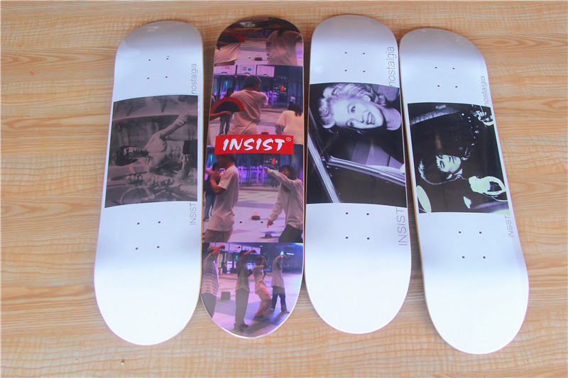 INSIST glass fiber 8-inch skateboard surface custom made with pattern foot coves deep weight roughly 1 24KG