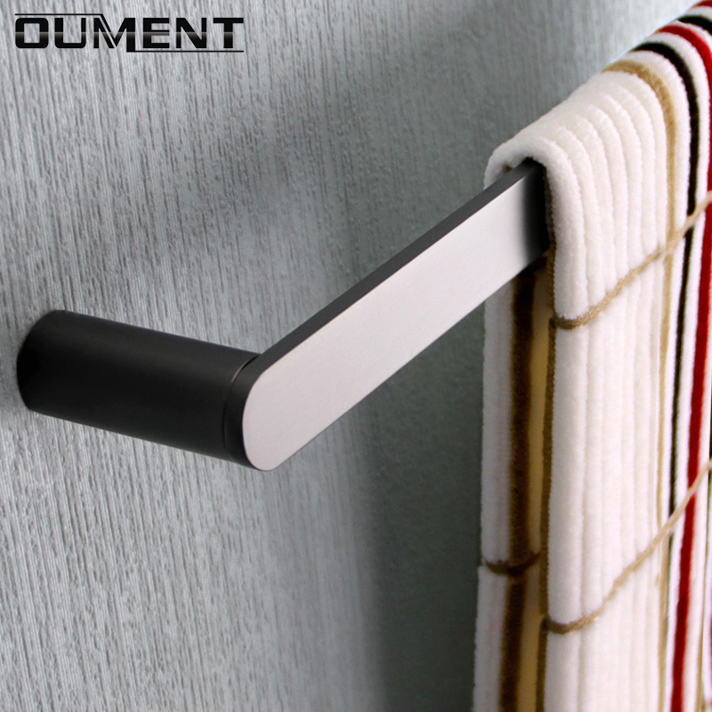 Bathroom full copper bath towels Gun Grey Punching Towel Hanging Pole Shelve Dressing Room Hair Towel Rack Single Pole Minimalist