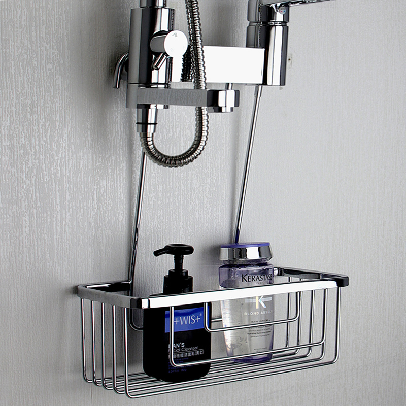 All-Copper Bathroom Shower Rack, Square Faucet Hanging Rack for Bathroom, Shower Room Shower Gel Hanging Basket with Height Increase