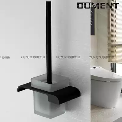 Black toilet brush Wall-mounted toilet brush 304 stainless steel toilet brush Light luxury powder room toilet brush holder