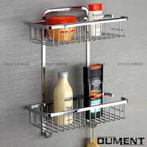 All copper shower rack wall hanging shower room adhesive hook net basket toilet thick double layer shower gel storage basket