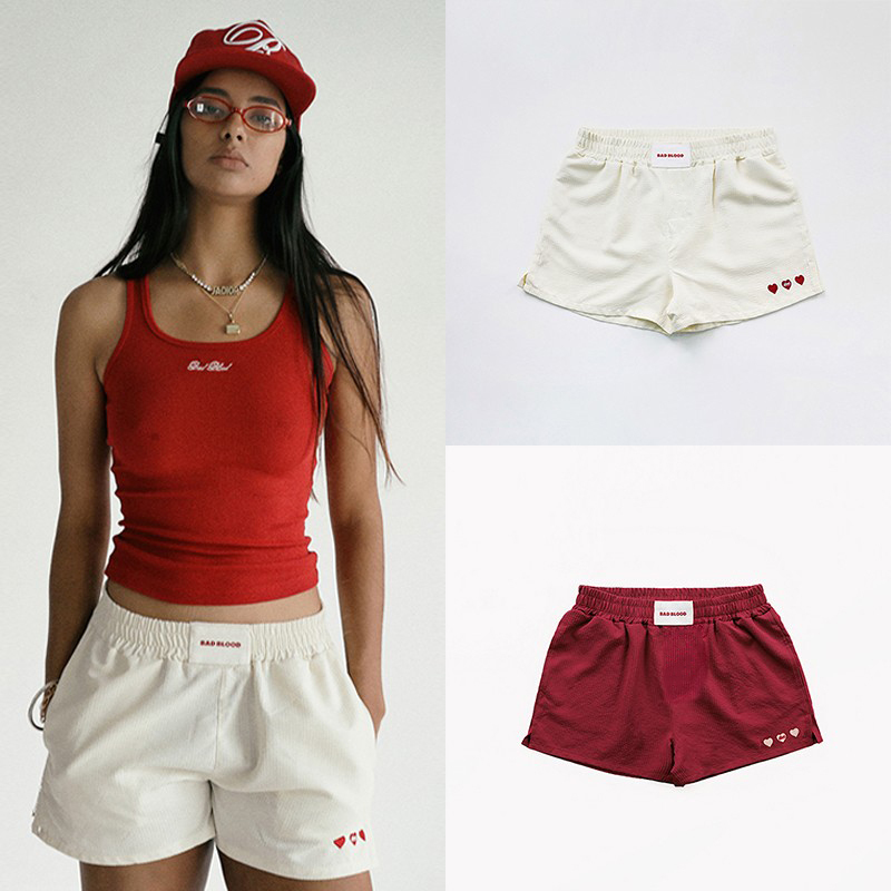 Korean Badblood American-Style Spicy Girl Shorts Women's Embroidered Heart Sports Yoga Slimming Niche Three-Quarter Shorts Hot Pants