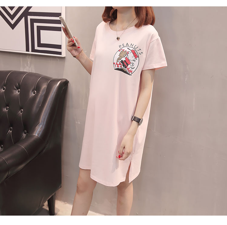 Phụ nữ mang thai mùa hè t-shirt 2018 mới kích thước lớn ăn mặc ngắn tay áo bông lỏng phần dài t-shirt shirt nửa tay áo