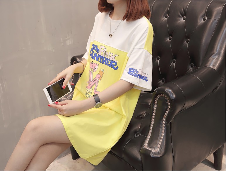 Phụ nữ mang thai mùa hè t-shirt 2018 mới kích thước lớn ăn mặc ngắn tay áo bông lỏng phần dài t-shirt shirt nửa tay áo