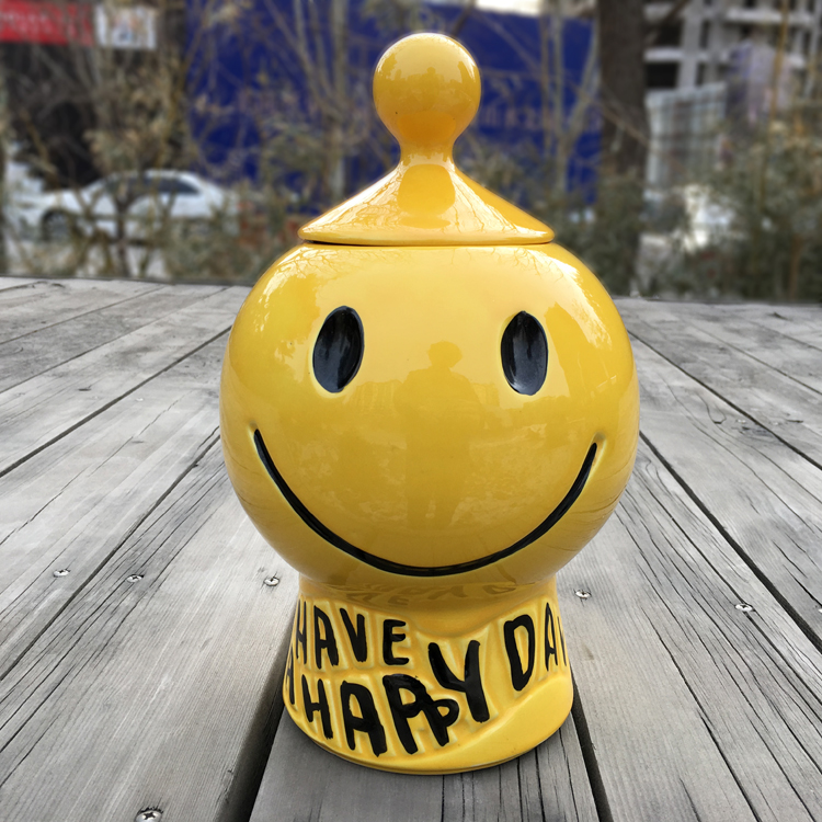 vintage 70 McCOY Smile Smiley Ceramic Biscuit Jar (Stop Appointment)