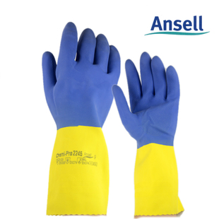 Ansell 安思尔224 双色天然橡胶手套 防化学品 耐酸碱手套