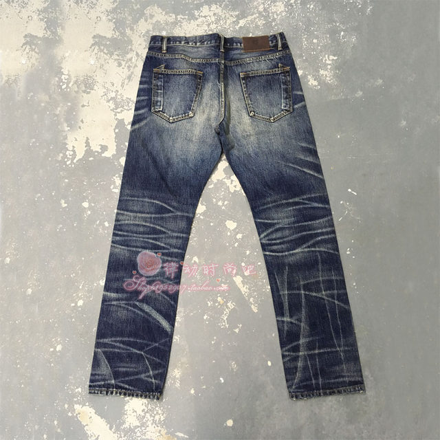 ດູໃບໄມ້ລົ່ນຮູບແບບໃຫມ່ງາມ brushed jeans ຜູ້ຊາຍຫູສີແດງລ້າງ pants