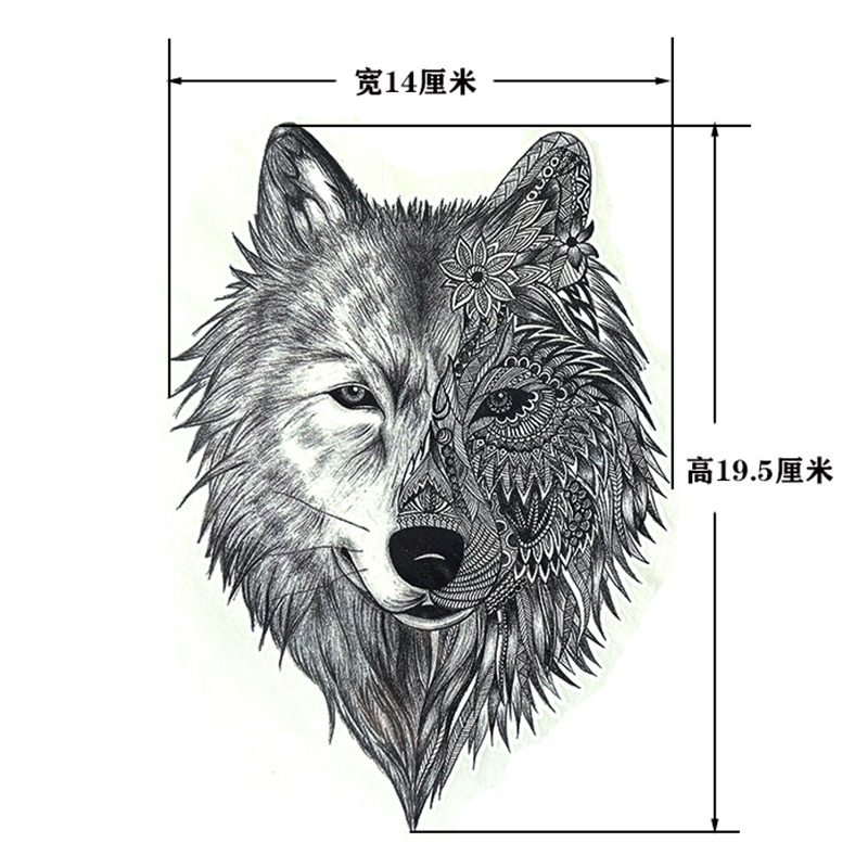 Tattoo of a Strong and Powerful Man with a Big Wolf Head Totem, Temporary Wolf Head Tattoo Sticker, Waterproof and Long-Lasting, Suitable for Both Men and Women
