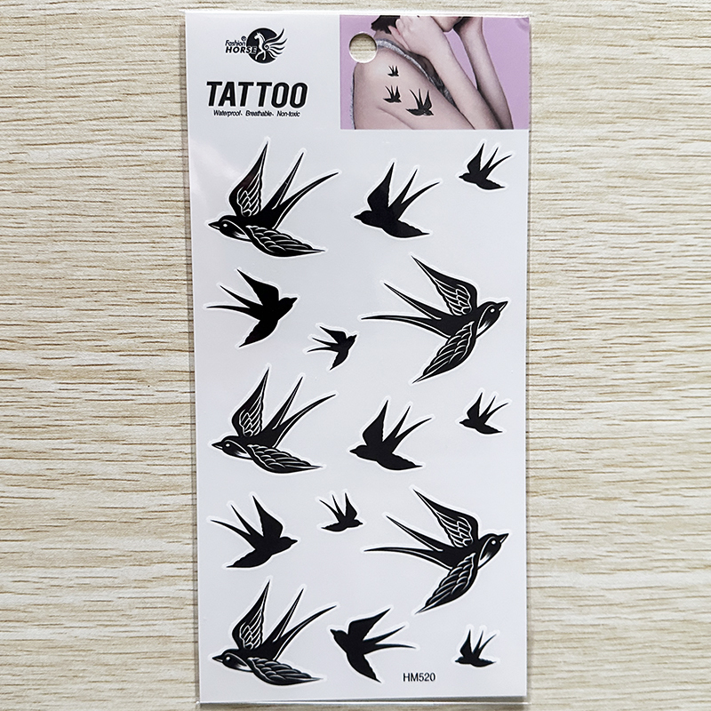 Body Stickers Personalized Bird Fake Tattoo Stickers Totem Pure Black Large and Small Swallow Tattoo Stickers Waterproof Male and Female Student Style Body Stickers Personalized Bird Fake Tattoo Stickers Totem Pure Black Large and Small Swallow Tattoo Stickers Waterproof Male and Female Student Style