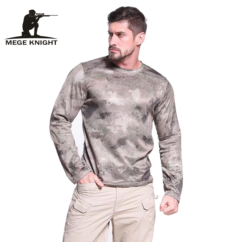 MEGE tactical camouflage long sleeve T-shirt men's outdoor quick-drying army fan casual breathable T-shirt combat training suit summer