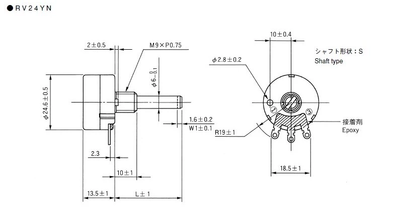 Chiết áp TOCOS TOKYO nhập khẩu chính hãng Nhật Bản RV24YN20S B102 B202 B502 B103