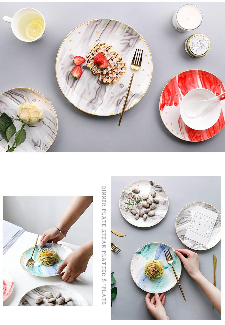 Nhà Kawashima Ngưng tụ Bộ đồ ăn bằng gốm sáng tạo Tấm gia dụng Tấm ăn tối Tấm bít tết Tấm Tây Đĩa ăn tối A-20 đĩa dùng 1 lần