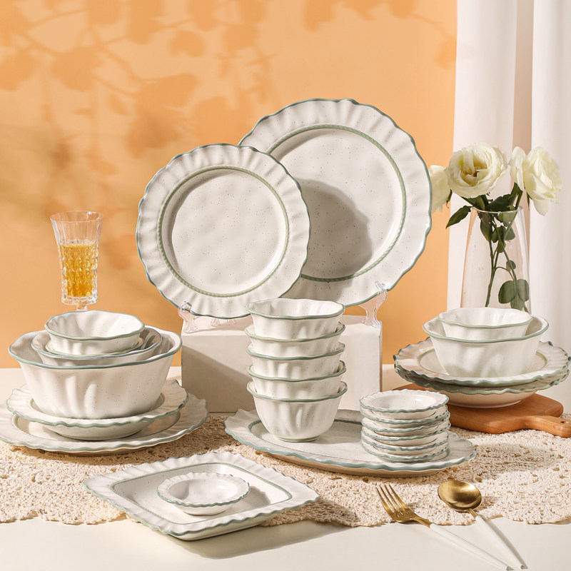 Sichuan Island House Light Extravagant Dish Suit Bowls Dish Home Creative ceramic cutlery Nordic ins Wind bowls Bowl Chopsticks Suit