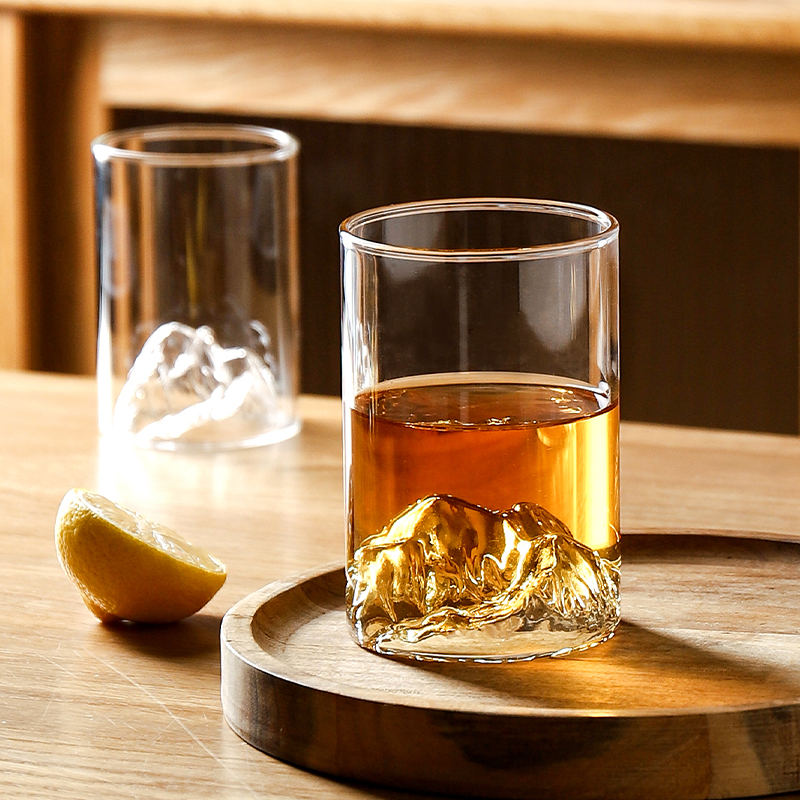 Sichuan Island Room Japanese Whisky Cup Advanced Sense Design Oceanographic Wine Cup Household Fuji Mountain Glass