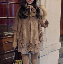 QF milkcoco lady's sweet temperament pullover coat tassel cape sweater women's price special