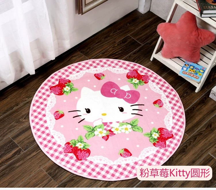 Kitty phim hoạt hình thảm phòng khách trẻ em công chúa màu xanh lá cây phòng ngủ chăn đầu giường chăn bò thảm dày sàn máy giặt - Thảm