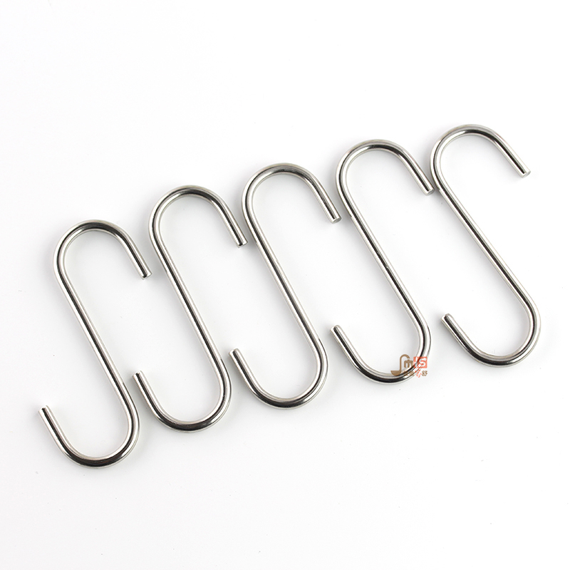 Stainless steel kitchen S-hook multifunctional wall door back closet metal nail-free large hook S-shaped hook