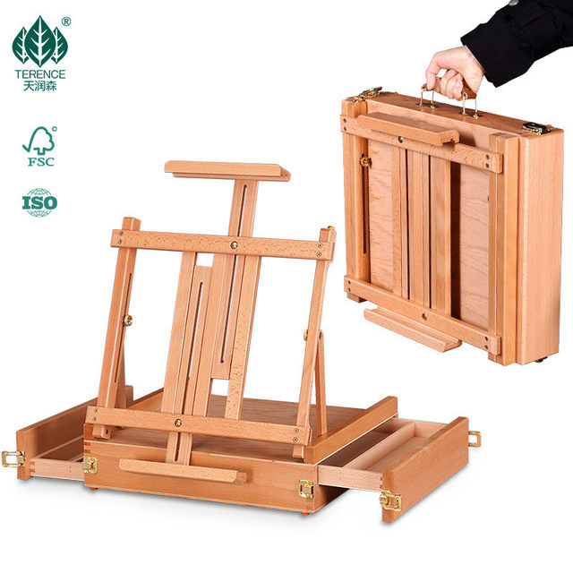 Desktop beech wood drawer easel for desktop art students multi-function folding portable sketching outdoor tool box
