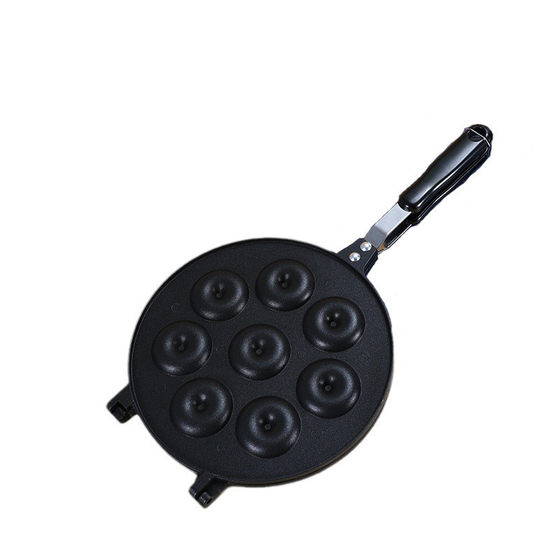 圆形八孔甜甜圈模具双面华夫饼烤盘家用早餐蛋糕面包烘培工具现货