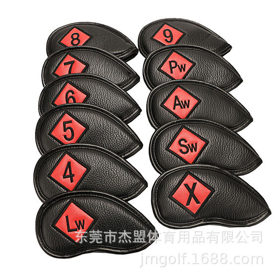 新高尔夫套铁杆11个/套荔枝纹防水菱形格球杆帽套杆头保护套爆款