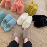 Модные однотонные женские тапочки на платформе, в корейском стиле, подходят для носки на улице, популярно в интернете, простой и элегантный дизайн, закрытый носок