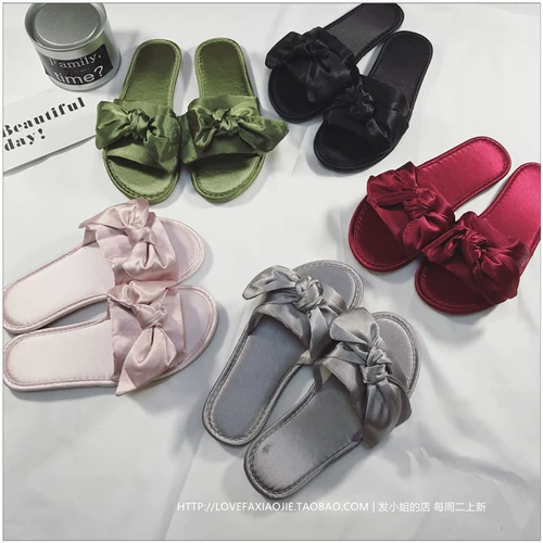 Модные нескользящие тапочки с бантиком, в корейском стиле, популярно в интернете, мягкая подошва