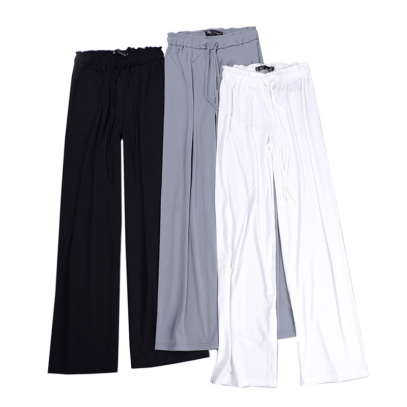 2022 Spring/Summer Large Size Women's Pants Ice Silk Wide Leg Pants Floor Mopping Casual Pants Women's Pants Plus Long Pants Drape Pants