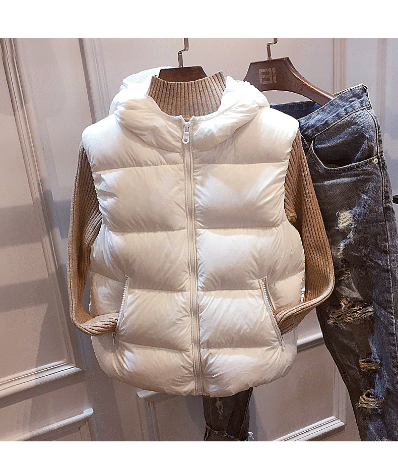 Áo chống rét mùa hạ vest nữ mùa đông đoạn ngắn 2018 phiên bản tiếng Hàn mới của áo vest trùm đầu xuống áo vest thủy triều áo kiểu nữ đẹp tuổi 40