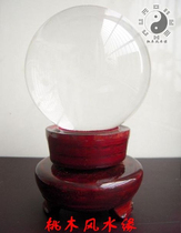Feng Shui white crystal ball ornaments 8cm wooden seat town house transfer help business home living room desktop accessories