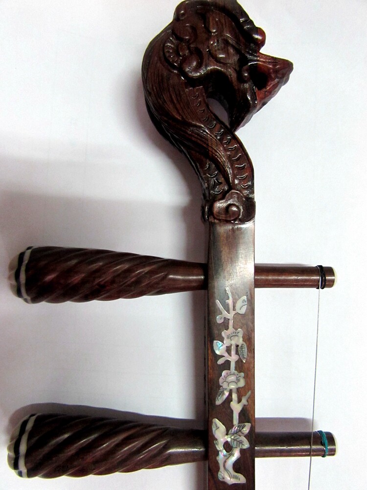 Waves musical instrument Guangdong whole barrel whole barrel high hut direct black acid branches wood inlaid bay sculpture flower collection Cantonese opera Gao Hu-Taobao