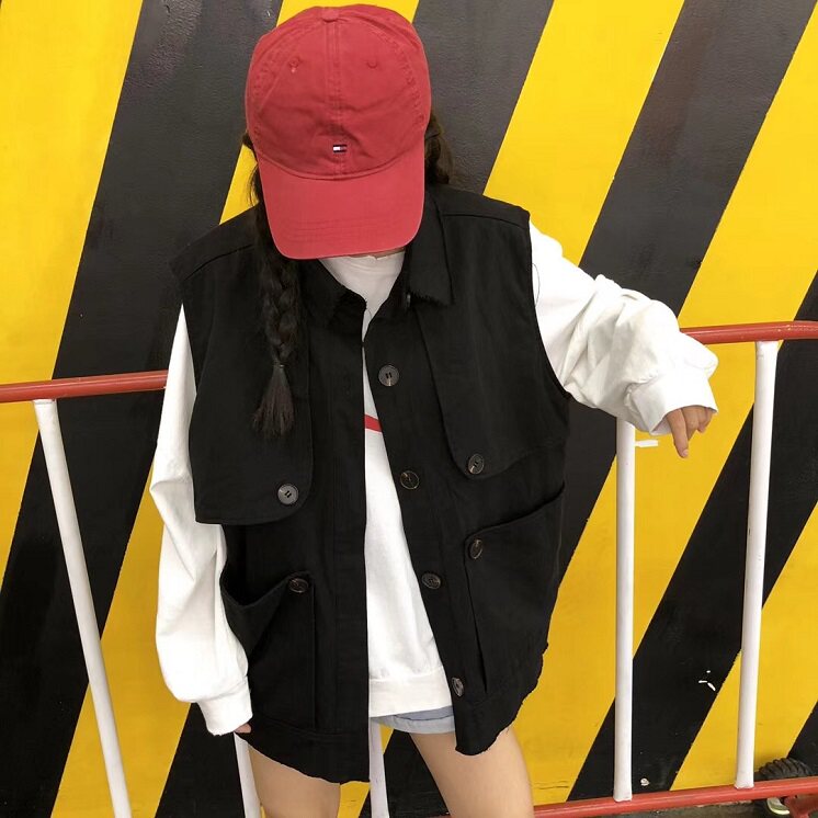 Xizi tooling vest female autumn 2020 spring new Harajuku style loose BF all-match student vest short coat