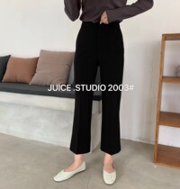  JUICE2003 micro trumpet suit pants womens 2021 spring and summer new high waist all-match black nine-point professional work pants