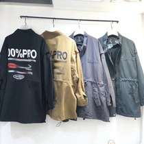  Qidian oversize jacket womens spring and autumn Korean version loose large size medium and long letter printing drawstring tooling windbreaker