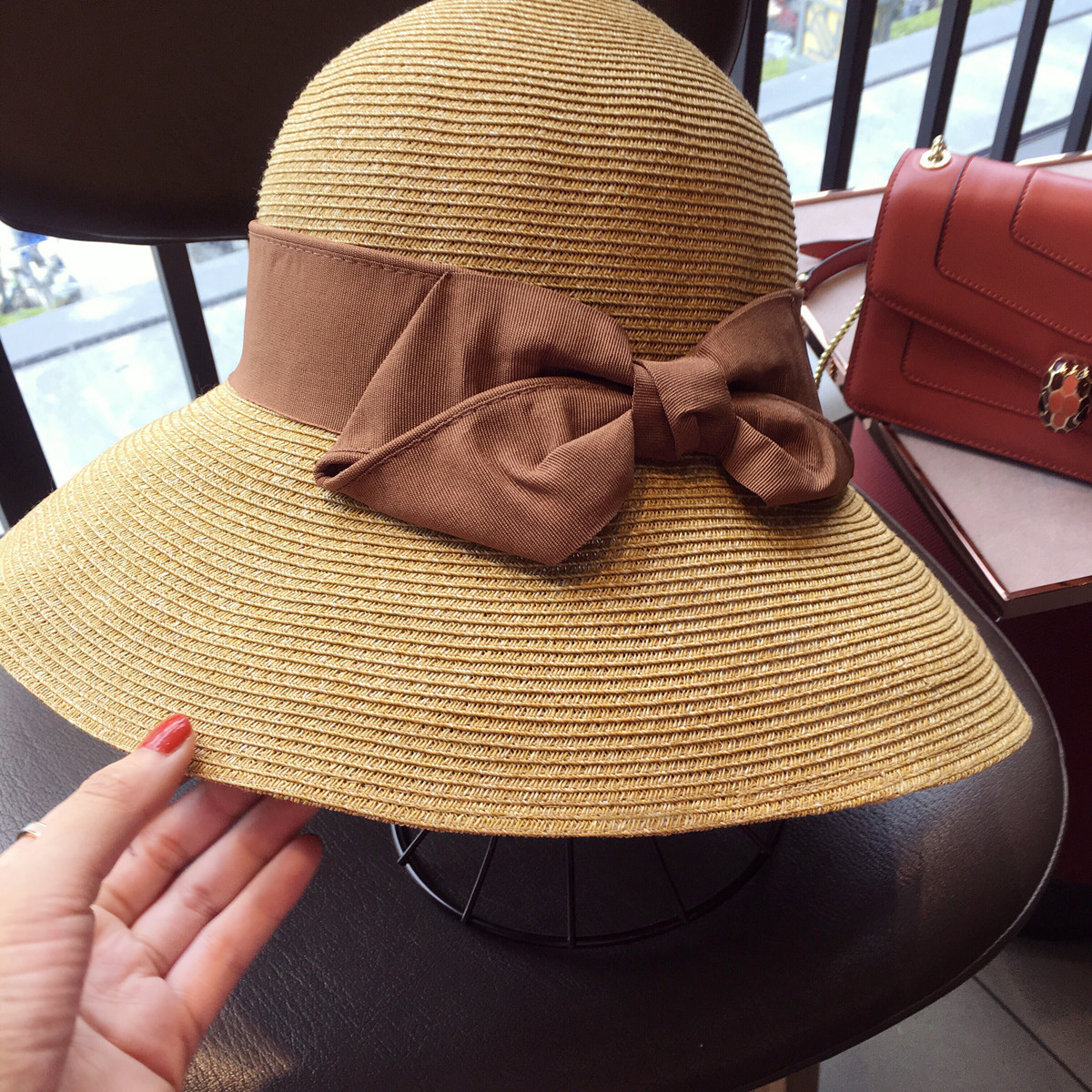 Japanese sunscreen straw hat bow Japanese female beach foldable mother mother with summer sunshade fisherman hat