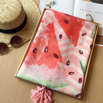 Sunscreen shawl Women Summer new Korean version Qing Refreshing Pink Watermelon Tourist Silk Scarves beach towels Cotton Linen Scarves