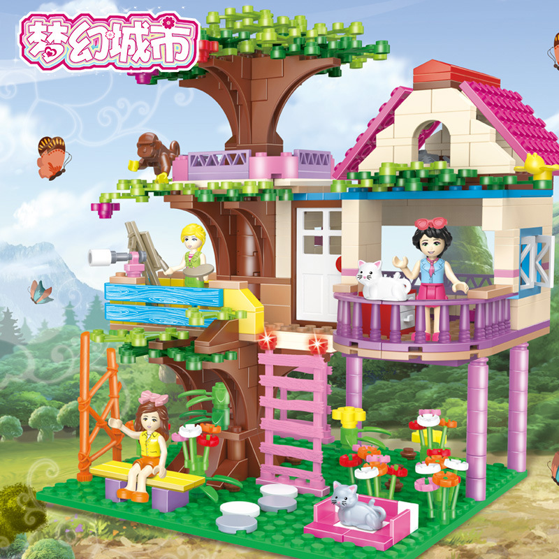 Woma new girl series dream city scene puzzle assembly small particle children's building block toy