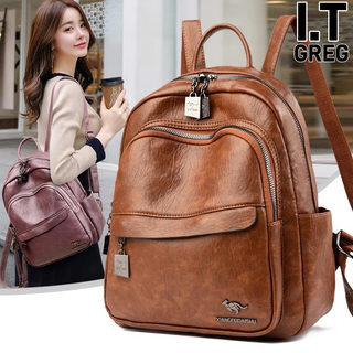 Hong Kong I.Tgreg Genuine Leather Backpack, Fashionable Large-Capacity Travel Bag, Soft Leather Women's Simple and Versatile Backpack, Trendy