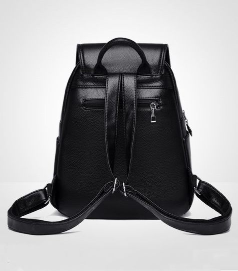 Mochila de mujer de estilo coreano I.Tgreg de Hong Kong, mochila de cuero negro, bolso de viaje de cuero suave versátil informal de gran capacidad