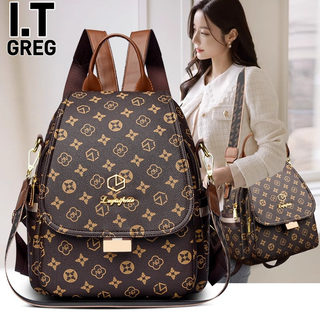 Hong Kong I.Tgreg Genuine Leather Backpack Large Capacity Commuter Casual Travel Bag Fashionable Lightweight Cowhide Bag