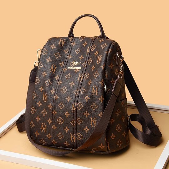 Hong Kong I.Tgreg Genuine Leather High-End Backpack for Women, Large-Capacity Travel Bag, Fashionable and Versatile Backpack