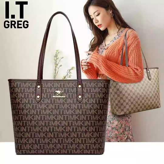 Hong Kong I.Tgreg counter genuine leather women's bag commuter large-capacity tote bag fashionable and versatile single shoulder bag